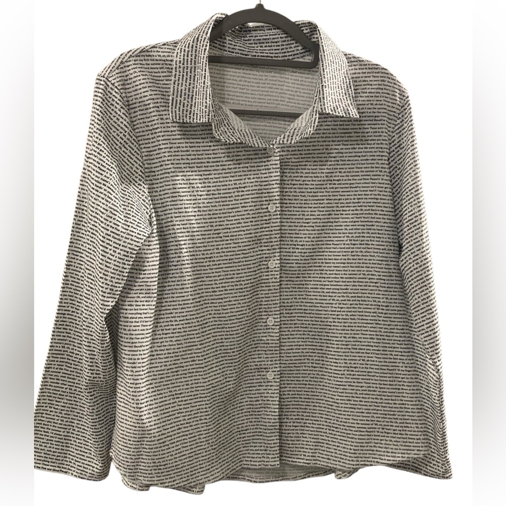 Cool Large blouse with Bryan Adam’s “summer of 69” lyrics printed on